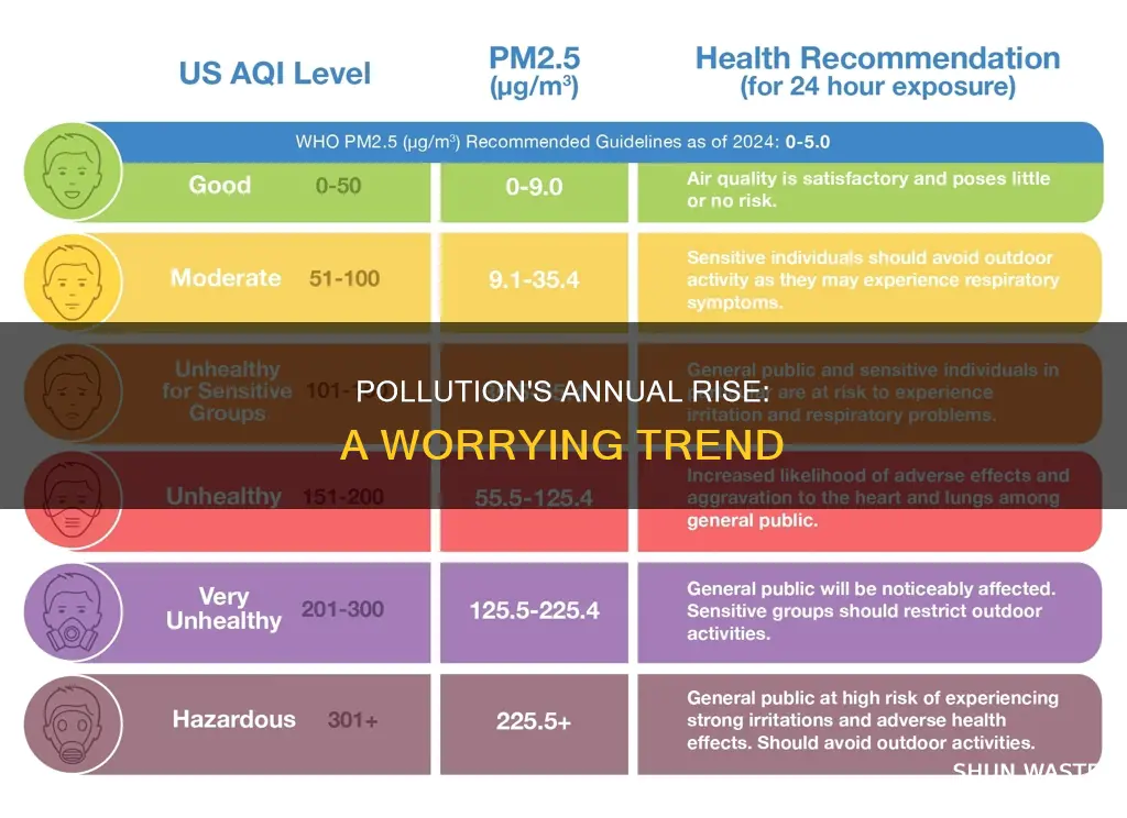 what is the increase in pollution each year