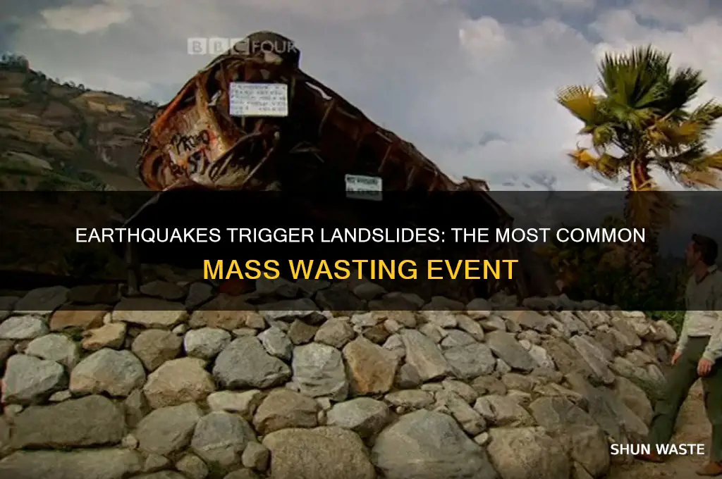what is the most common mass wasting formed by earthquakes