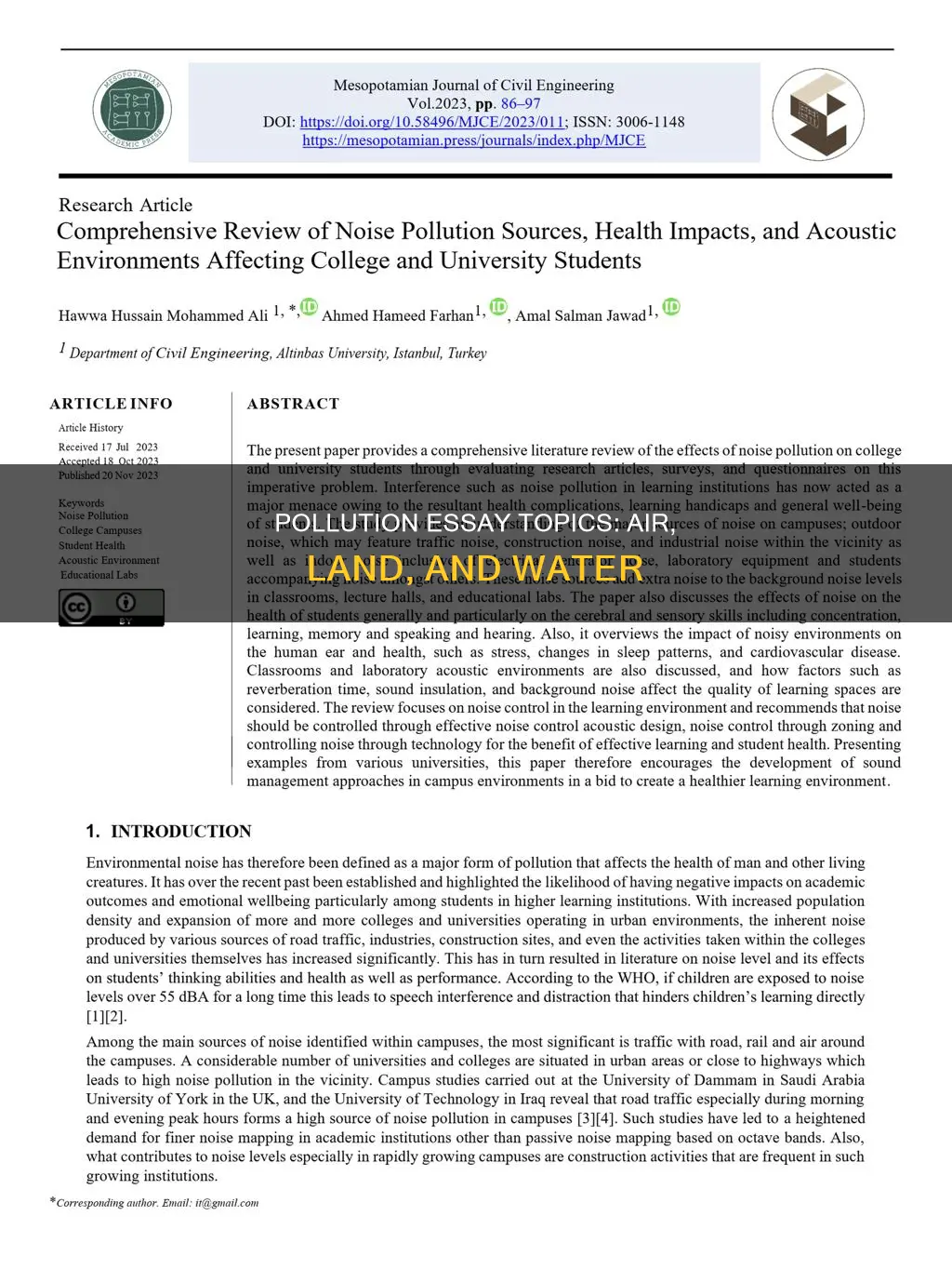 what to talk about for an essay on pollution