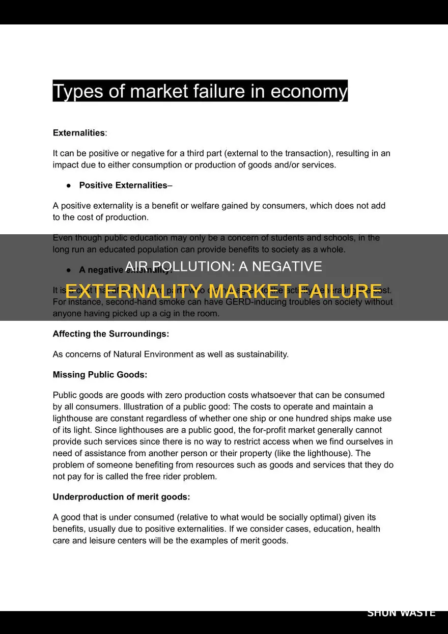 what type of market failure would air pollution be considered
