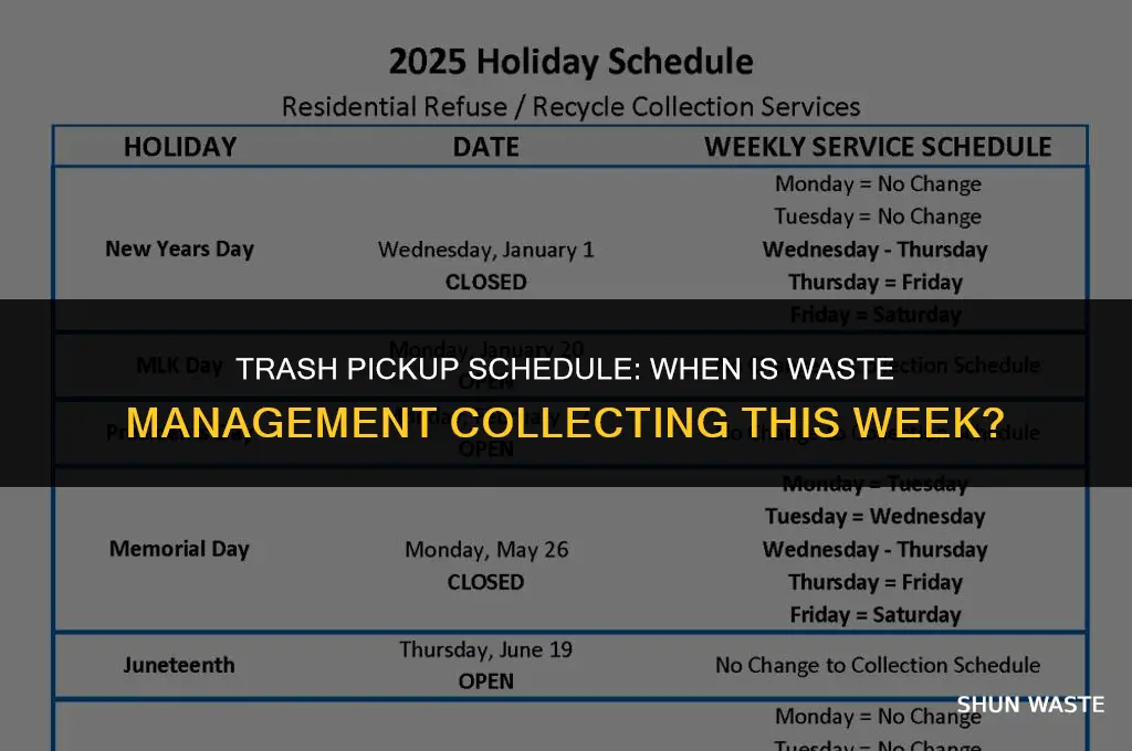 when is waste management picking up trash this week