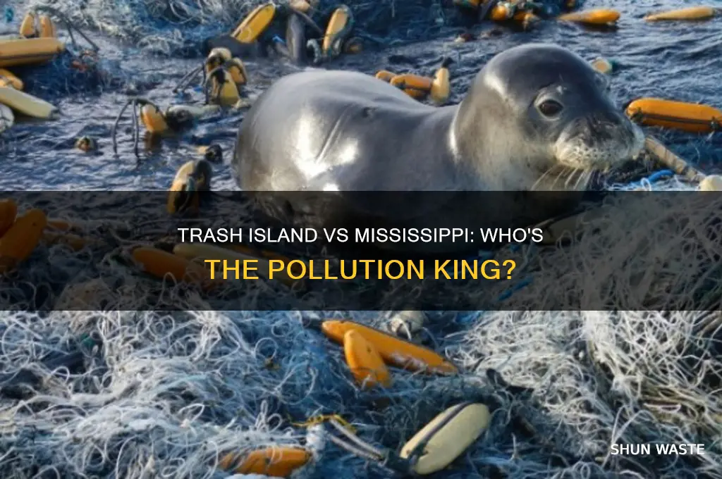 which is more polluted the mississippi river or trash island