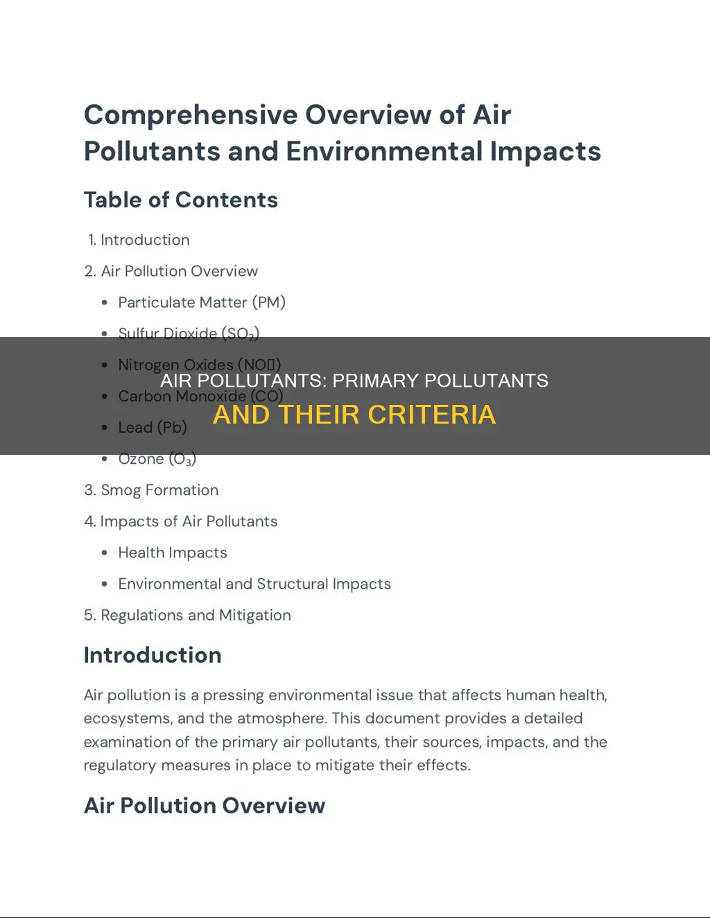which of the criteria air pollutants are primary pollutants