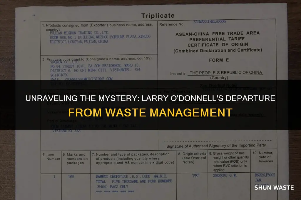 why did larry o donnel leave waste management